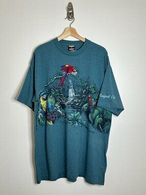 Vintage 90s Rainforest Cafe Habitat Embroidered Macaw Tee Size: XL